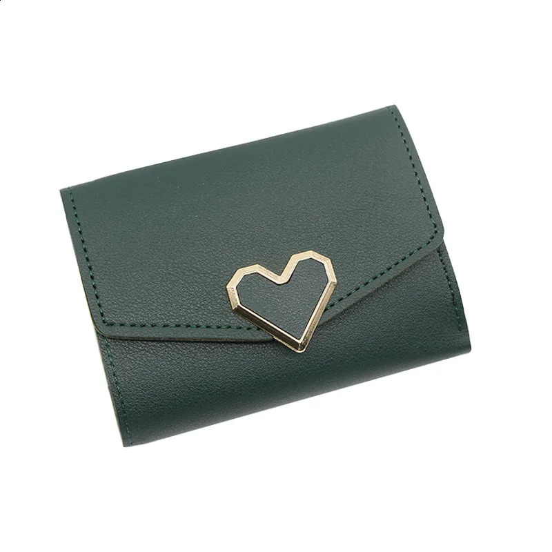 Korean version of womens wallet short heart-shaped three fold womens wallet multi card slot machine zero wallet womens wallet 250318