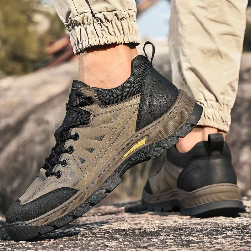 2025 New Outdoor Hiking Men's Thick soled Wear resistant Designer Fashion Sports and Leisure Waterproof and Anti slip Walking Shoes