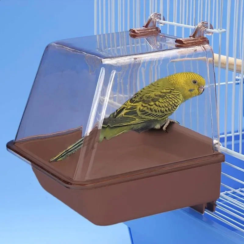 Big pet bird bathtub shower box easy to install water bowl cage parrot suitable for small birds Budgerigar Lovebirds Canary 250318