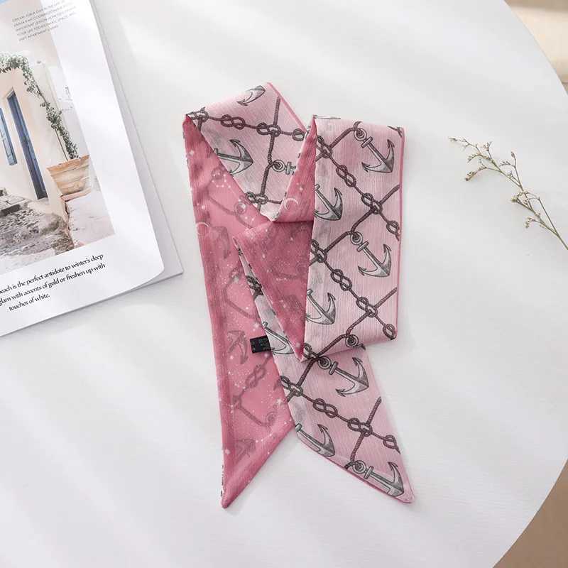 Summer French Vintage Tie Hair Small Flower Long Thread Scarf with Braided Hair Chiffon Fine Ribbon Scarf X250319