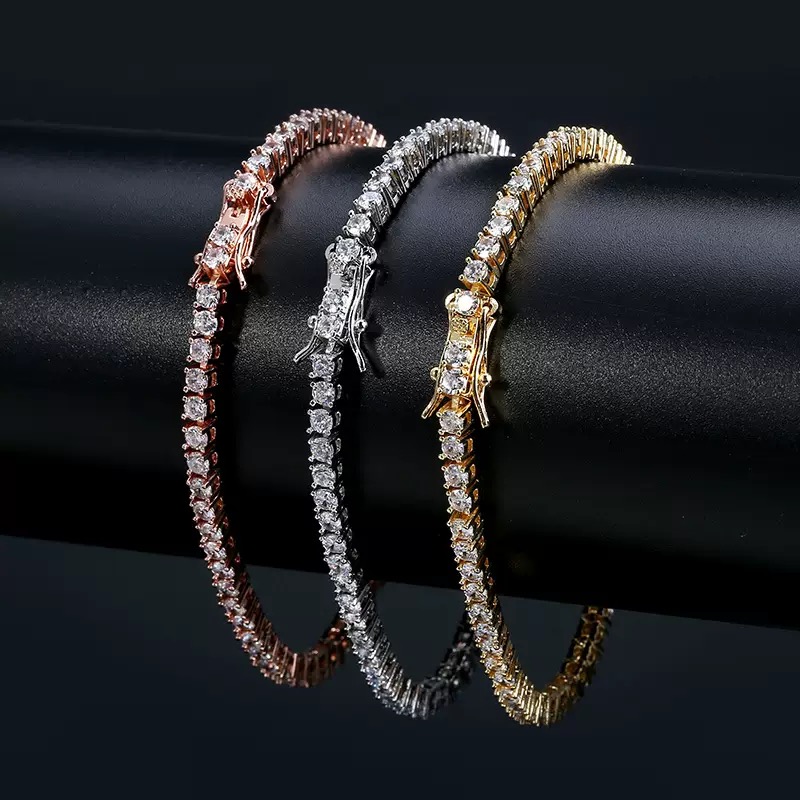 Hip Hop by testing men's and women's Moissanite tennis chains in sterg sier - ideal gift 5mm