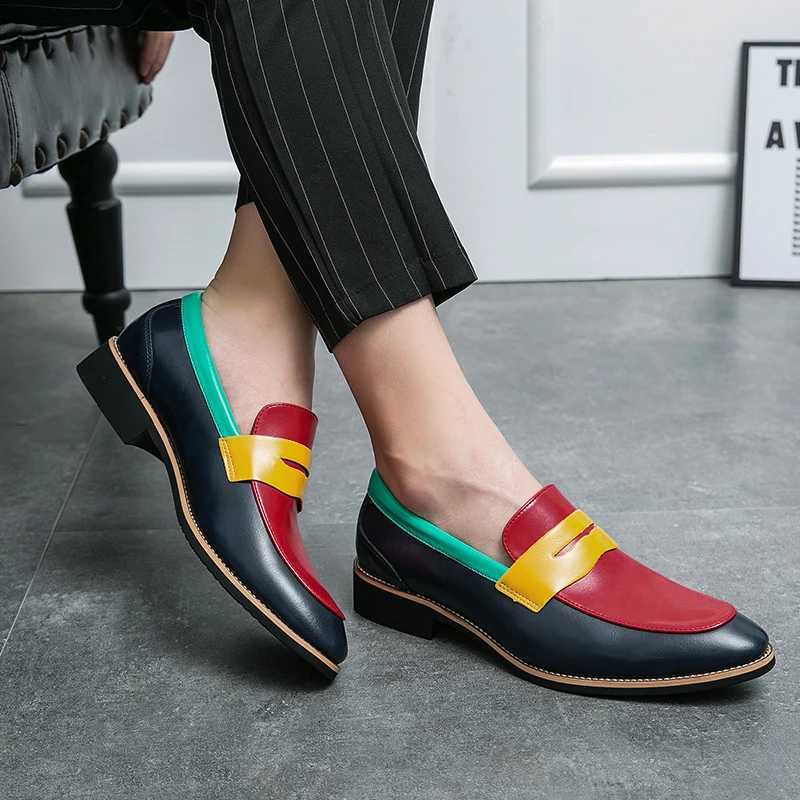 Mens Business Leisure Patent Lazy Mens Lace Elegant Luxury Shoes Black BrownXJ250319