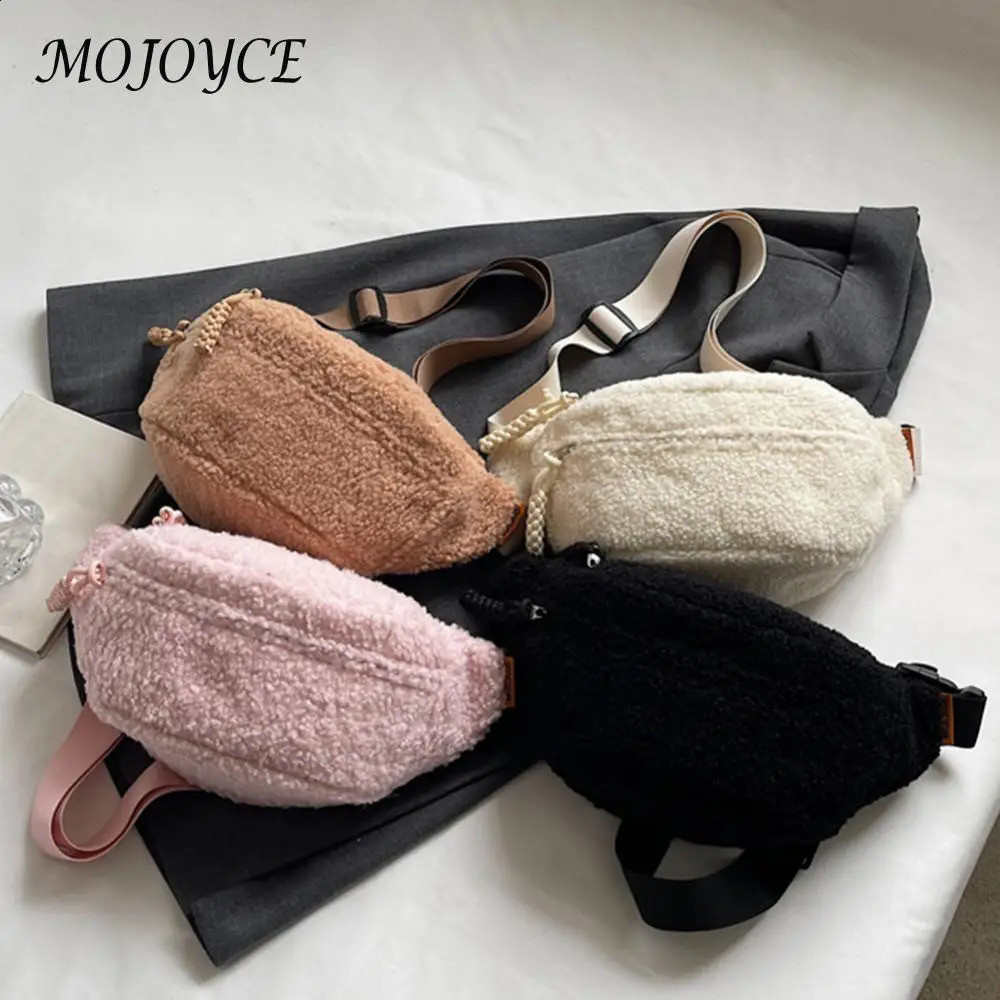 Wool Sherpa Cross Body Bag Womens Mini Shoulder Strap Bag Small Size Fanny Bag Winter Plush Waist Bag Sling Bum Bag 250317