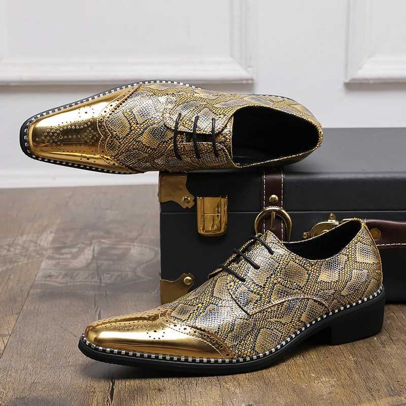 Designer Mens Golden Sier Snake Leather Patent Leather Casual Brogues Shoes Official Wedding Dress Home Shoes Zapatos HombreXJ250319