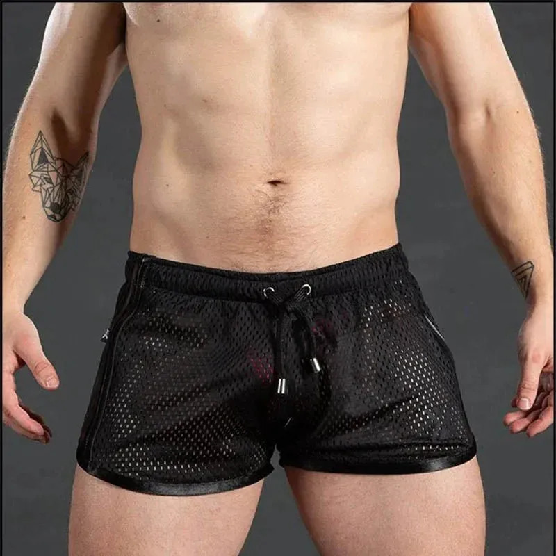 2024 Summer Mens Sport Running Shorts Quick Dry grid Workout Short Pants Men Breathable Sweatpants Training Swim Beach 250319