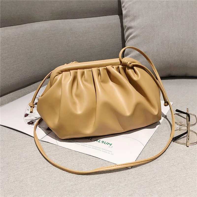 New Arrival Fashionable womens shoulder bag newly arrived cross shaped bag womens solid color pleated design womens bag mini zipper cloud bag T250318