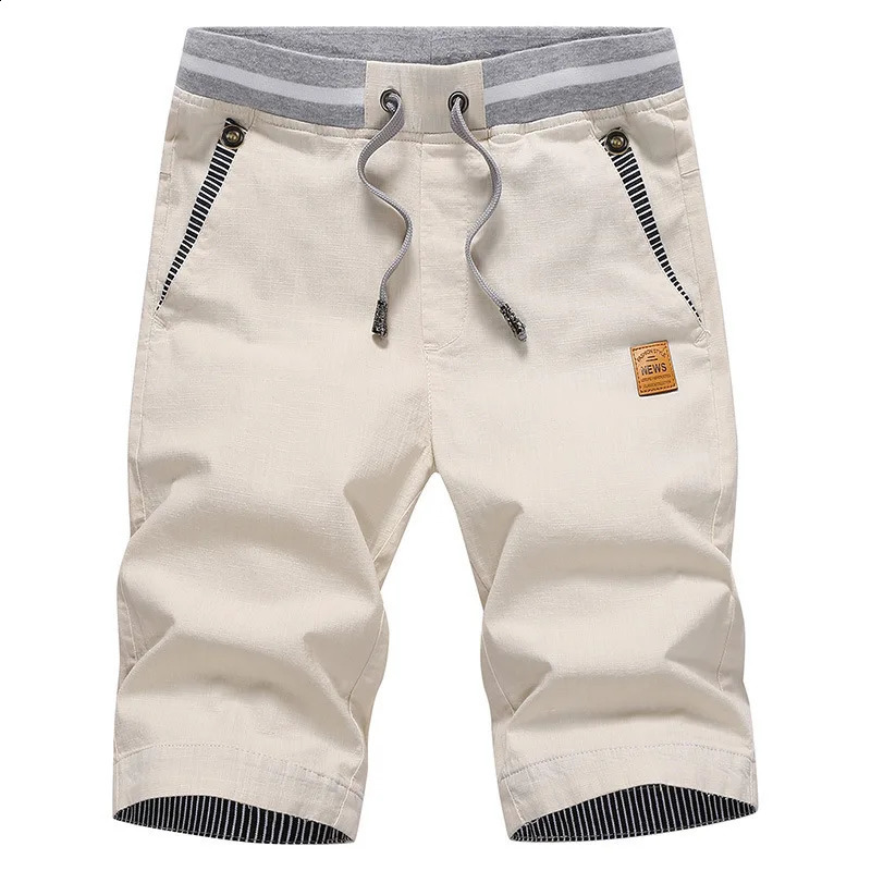 2024 Summer Mens Shorts Casual Cotton Fashion Boardshort Bermuda Male Drawstring Elastic Waist Breeches Beach Shorts Men 250317