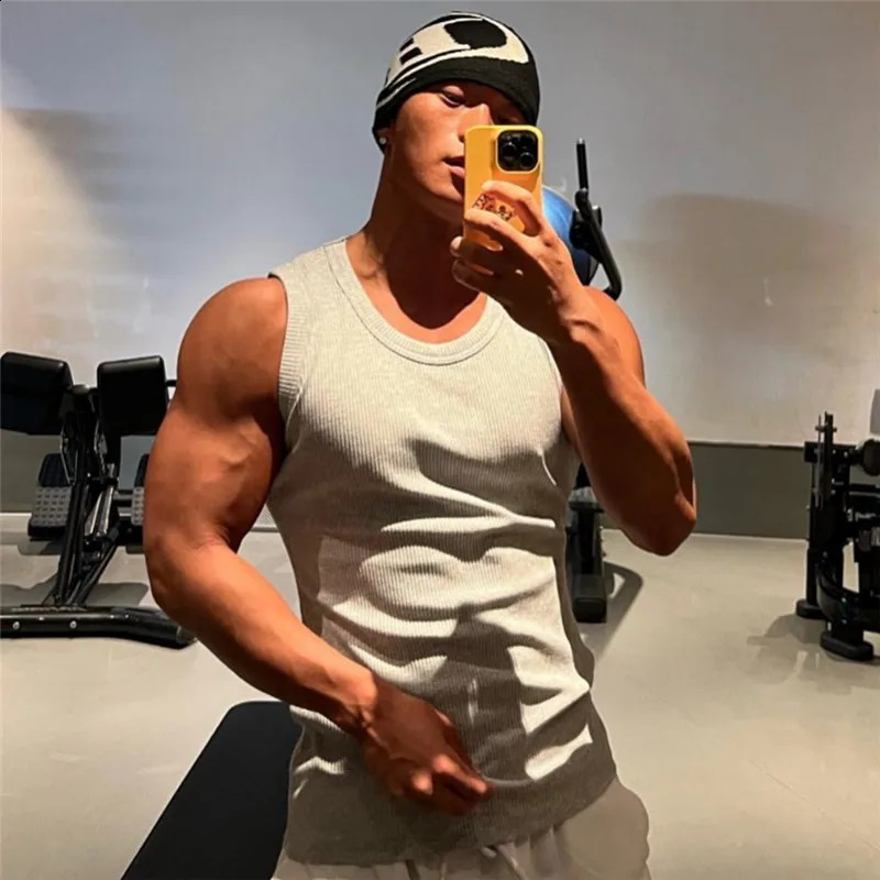 Mens vest solid color Breathable quick drying elastic sports vest men sleeveless undershirt fitness training running tank top 250319