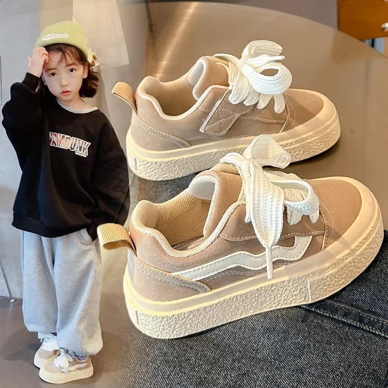 Children Canvas Shoes Spring Autumn 2025 Fashion Striped Soft Boys Sports Shoes Students Lace-up Light Sneakers for Girls 250319
