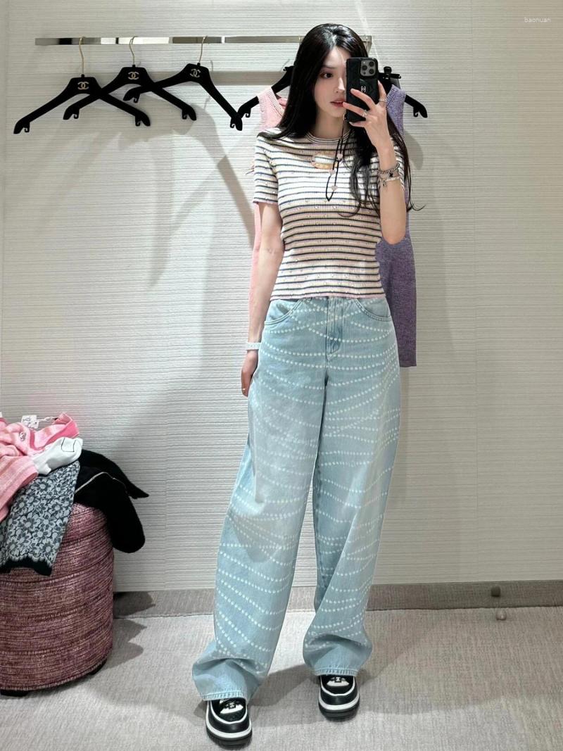 Women's Jeans 25 Spring/Summer Product Chain Printed Wide Leg