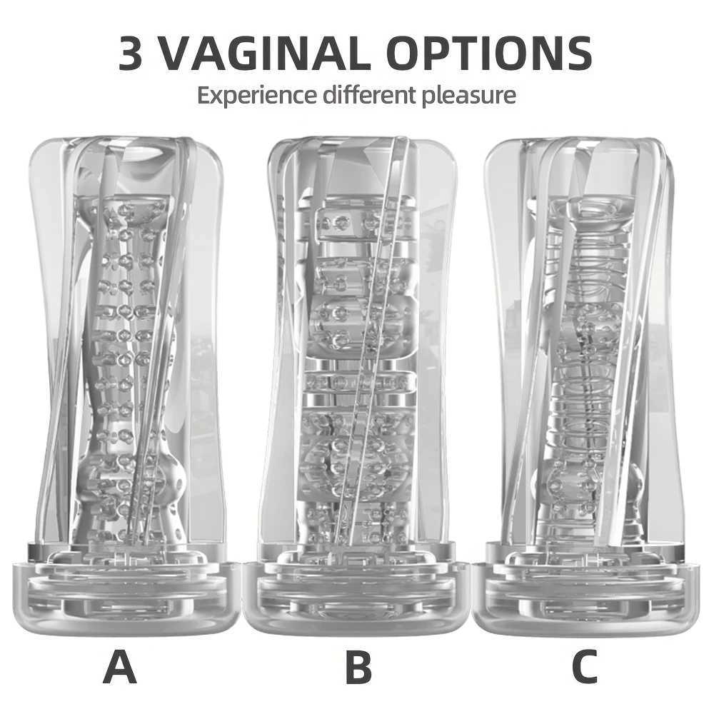 Male Masturbator Cup Soft Silicone Pussy Transparent Vagina Adult Goods Endurance Exercise Vacuum Pocket Cup for Adults Sex ToysXJ250319
