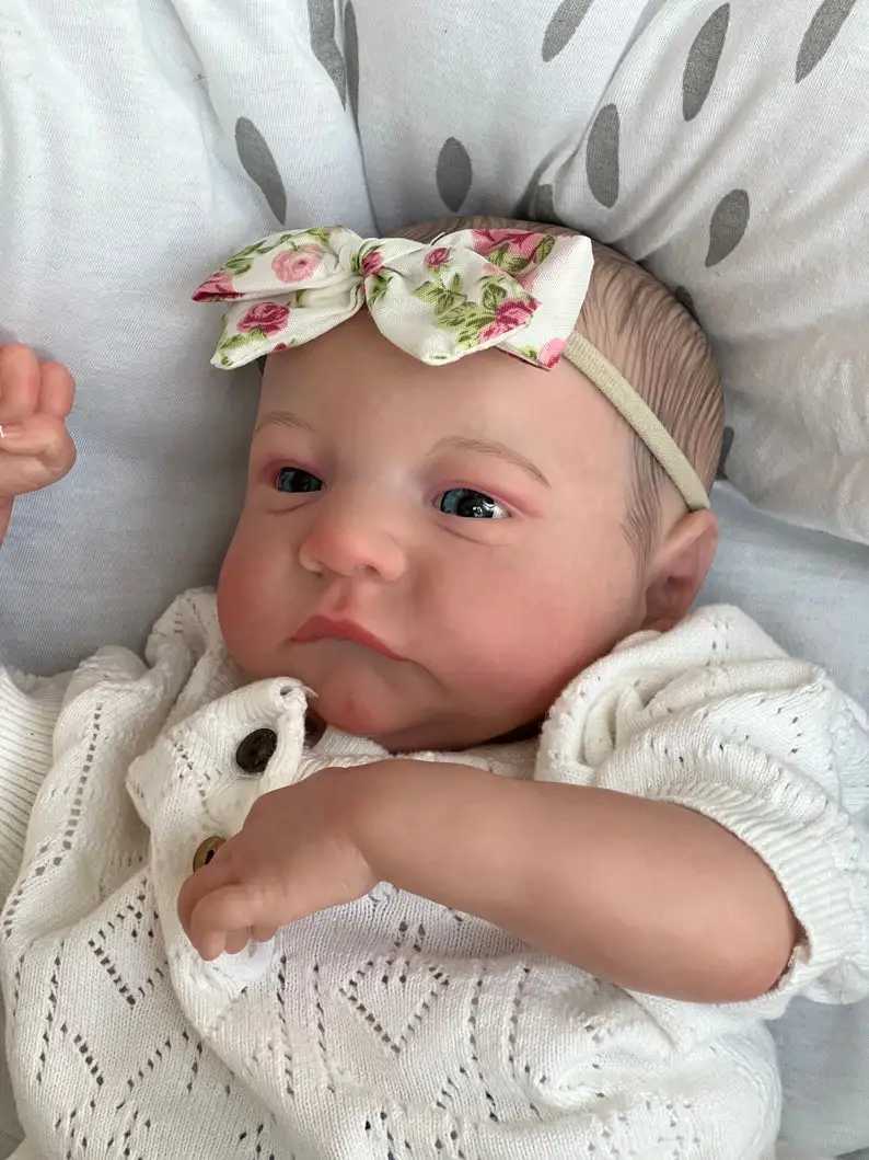 NPK 49CM newborn doll regenerated Levi Awake soft silicone flexible 3D skin tone with visible veins hand drawn hair doll W250320