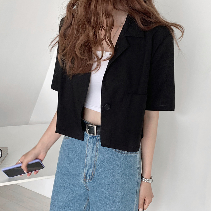 F3171Chic Women's Summer Mini Blazer - Casual Temperament Short Suit Jacket