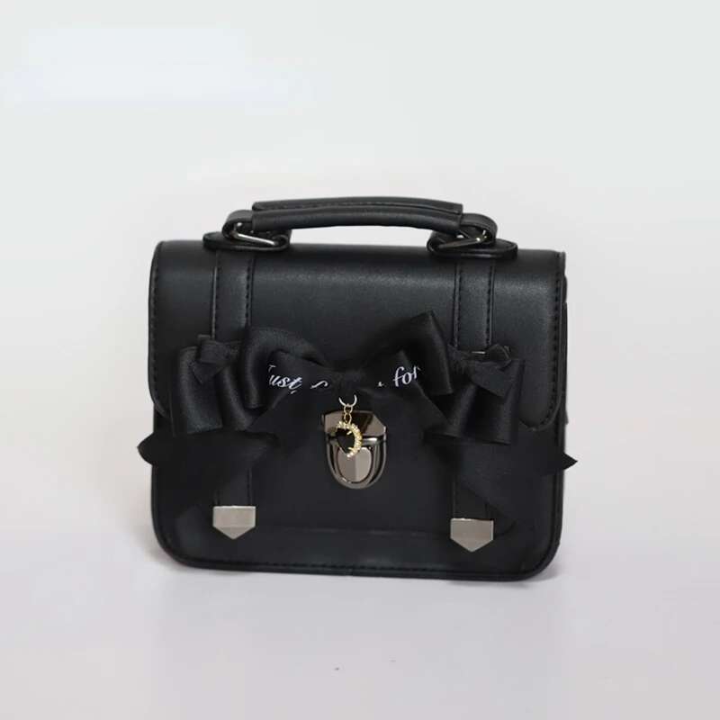 MBTI Cute Jk Satchels Shoulder For Women Black Square Small Pu Leather Purses And Handbags Japanese Style Lolita Ladies Bag