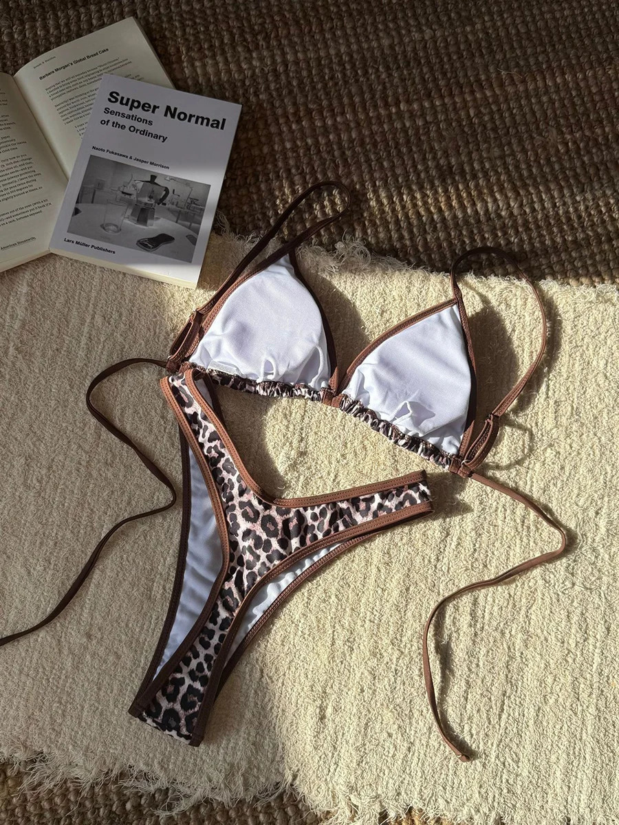 Sexy Leopard bikini womens swimsuit 2025 thong set twopiece 250319