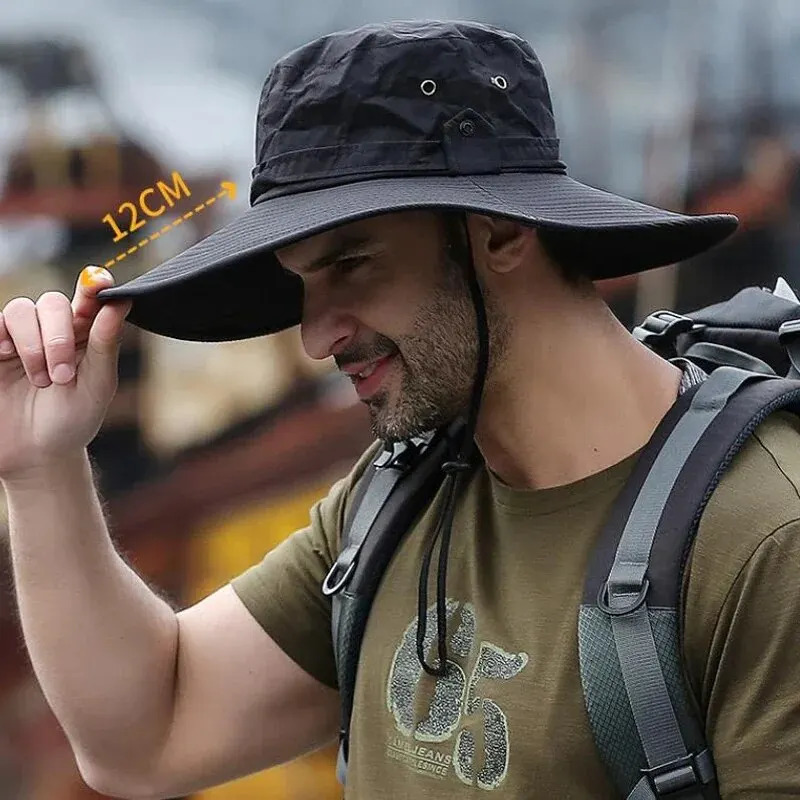 Sun Protection Fishing Hat Summer Breathable Mesh Camping Hiking Caps Anti-UV Sun Hat Mountaineering Caps Mens Panama Hat 250320