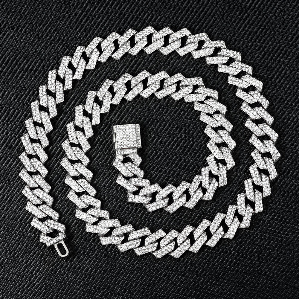Full diamond Cuban Chain Luxury set Cuban Chain Necklace High order jewelry for formal occasions