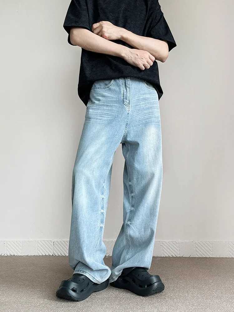 Mens retro blue jeans straight fashion casual comfortable pocket jeans street hip-hop trend mens styleT250319