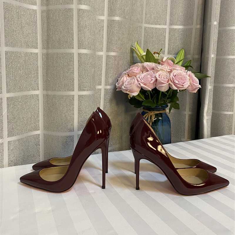 Classic Claret 12cm High H Shoes Wan Pumps 10cm Taces Pointed Toe High Heels Sexy Wedding Party Shoes QKOU006 ROVICIYA Y250319
