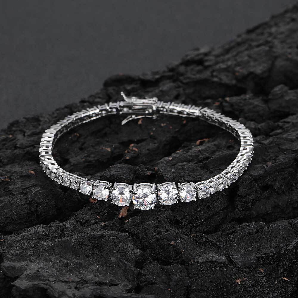 Gradient Size Zirconia Tennis Necklace New Trendy Personality Hip-Hop Couples Chain For Men And Women