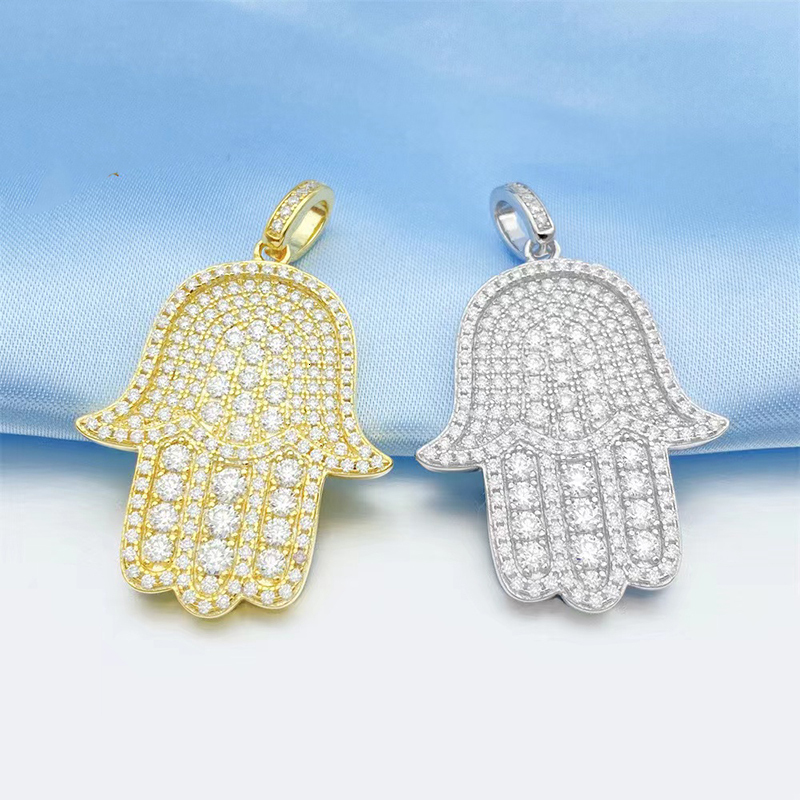 Hiphop Pave VVS Moissanite Palm Hand Gods Hamsa Pendant Fine Jewelry 100% 925 Sterling Silver Bling Iced Out Men Pendant Gift