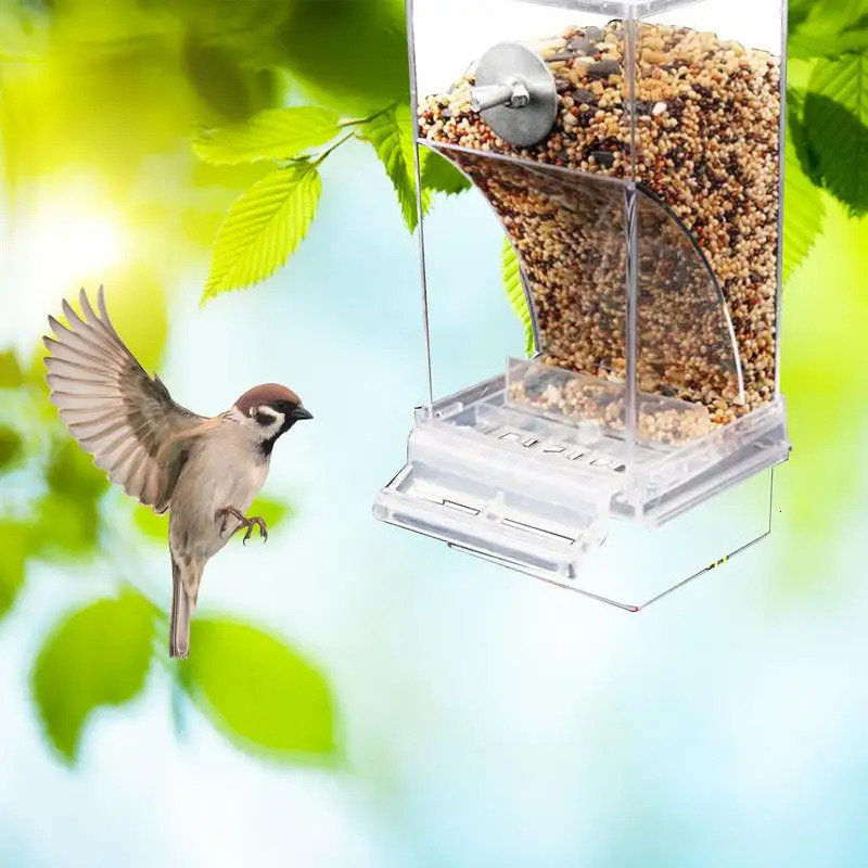Automatic Parrot Feeder Drinker No messy Bird Feeders Acrylic Seed Food Container Cage Accessories For Small Medium Parakeets 250320