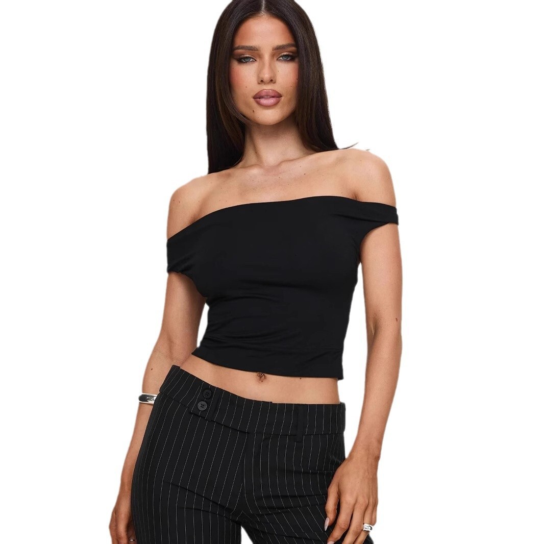 European And American Sleeveless Top Off Shoulder Women's Top Solid Color Outdoor Fashion Vest