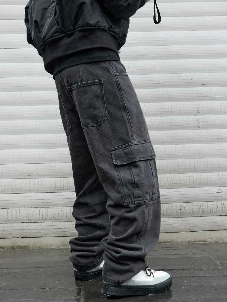 Y2k new bagged jeans mens hip-hop Harajuku Trouser wide leg denim pants mens jeans streetwear Korean oversized cargo pantsT250319