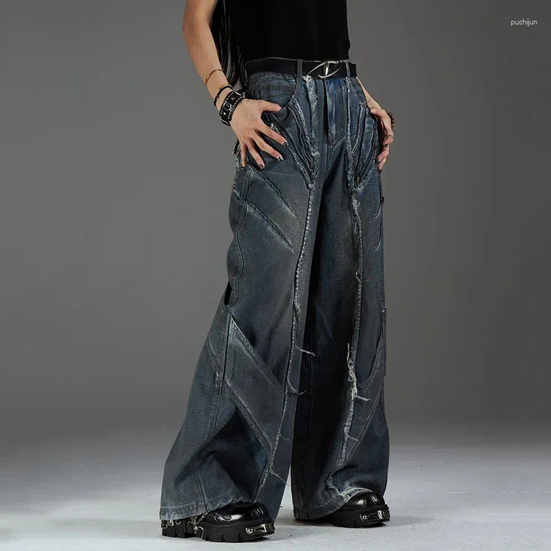 2025 S Fashion Designer Men S Jeans PFNW Scrap Style High Quality Washed Distressed Deconstructed Patchwork For Men And Women Loose Straight Leg Pants
