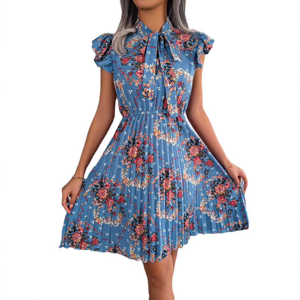 Spring/Summer Charm Flower Lace up Waist Folding Skirt Women's Wear 250315