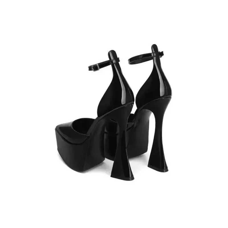 2023 Womens Spring and Summer Fashion Thick High Heel Thick Bottom Buckle Pointed Brand Walking Banquet Single ShoesC250319