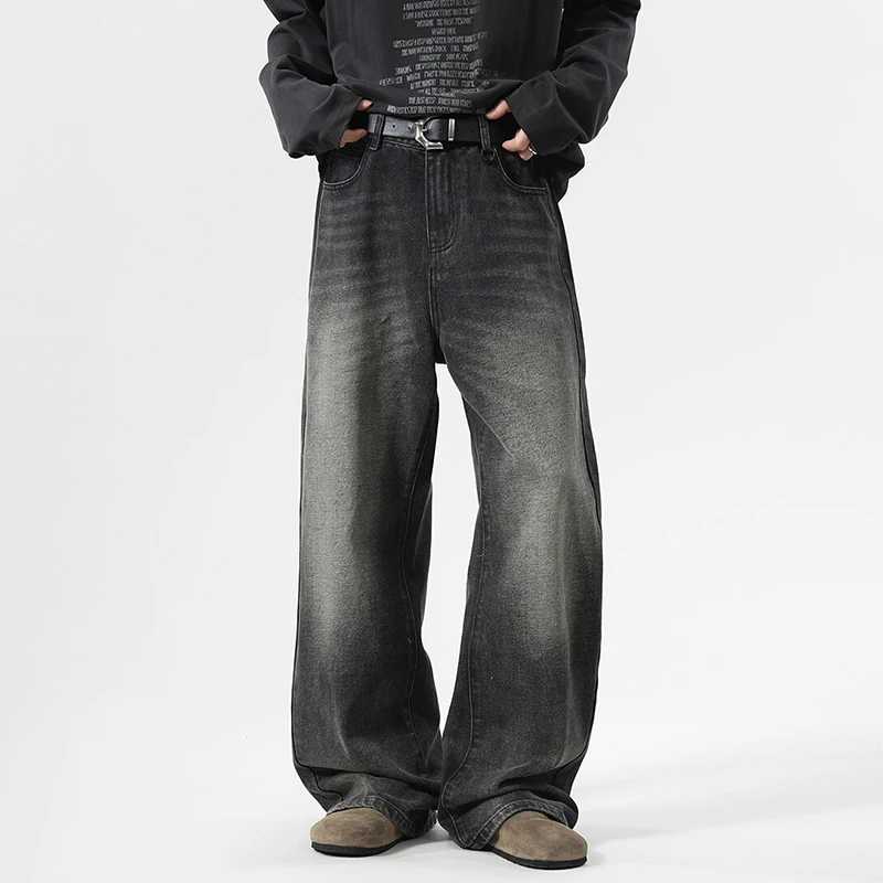 IEFB Simple Mens Denim Pants Casual Laundry American Solid Color Mens Bottom Straight Wide Leg Loose Mens Jeans 9W529T250319