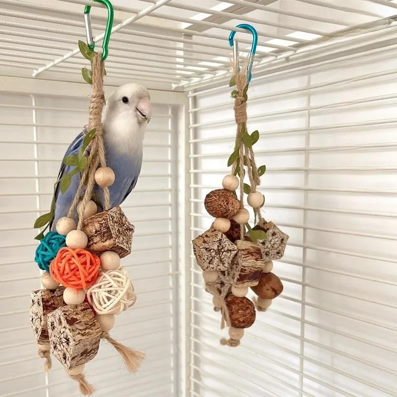 Colorful Hanging Parrot Bird Plush Toy Article Bite Pet Training Swinging 250320