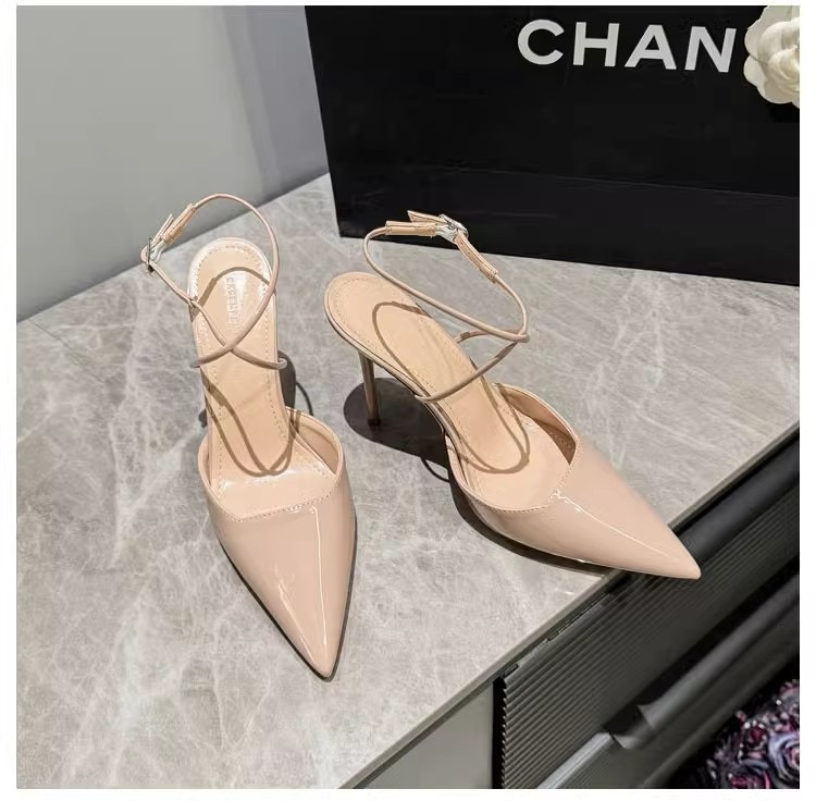Dress Shoes Moraima Snc Nude Patent Leather High Heel Sexy Pointed Toe Ankle Strap Stiletto Pump Black White Red 230823