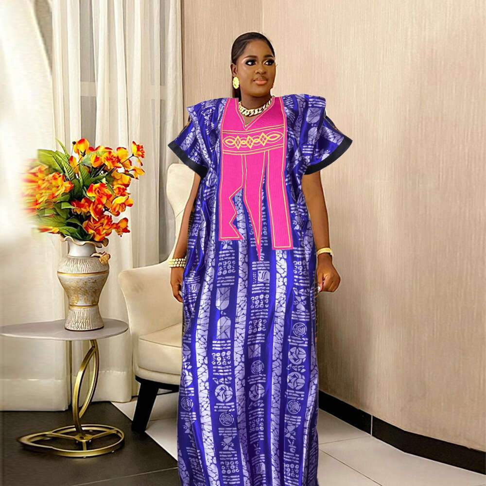 Large Size Long Skirt, New Women's Printed Dress, And Embroidered Muslim Robe