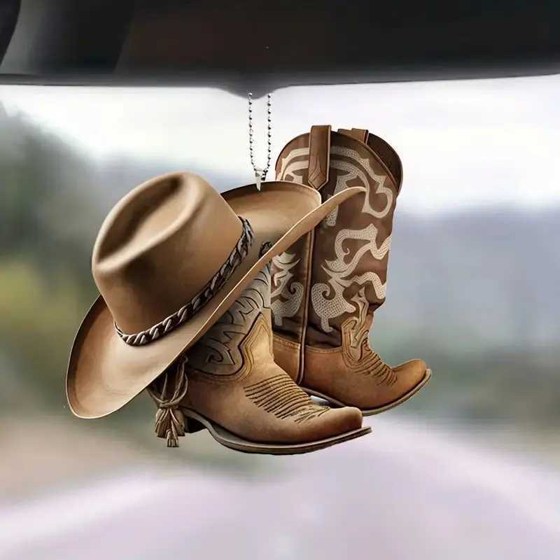 Acrylic Western Cowboy Boots Keychain Felt Hat Boots Texas Farm Saddle Western Backpack Family Party KeychainXJ250319