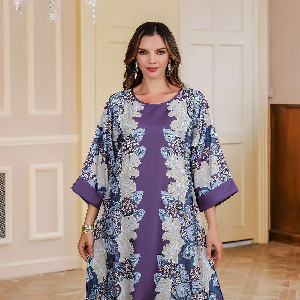 223 Dubai Long Muslim Robe Women's Printed Dress