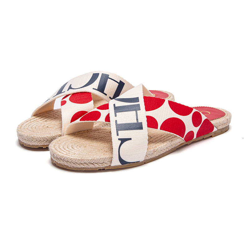 Designer CCHH Women's Holiday Beach Cross Woven Straw Slippers