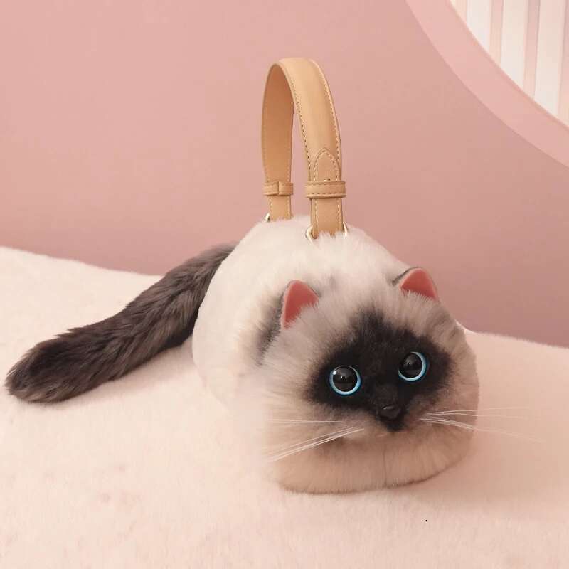 Women Exquisite Shoulder Underarm Bags Siamese Cat Cute Plush Crossbody Bag Female Winter Autumn Handbags Hot