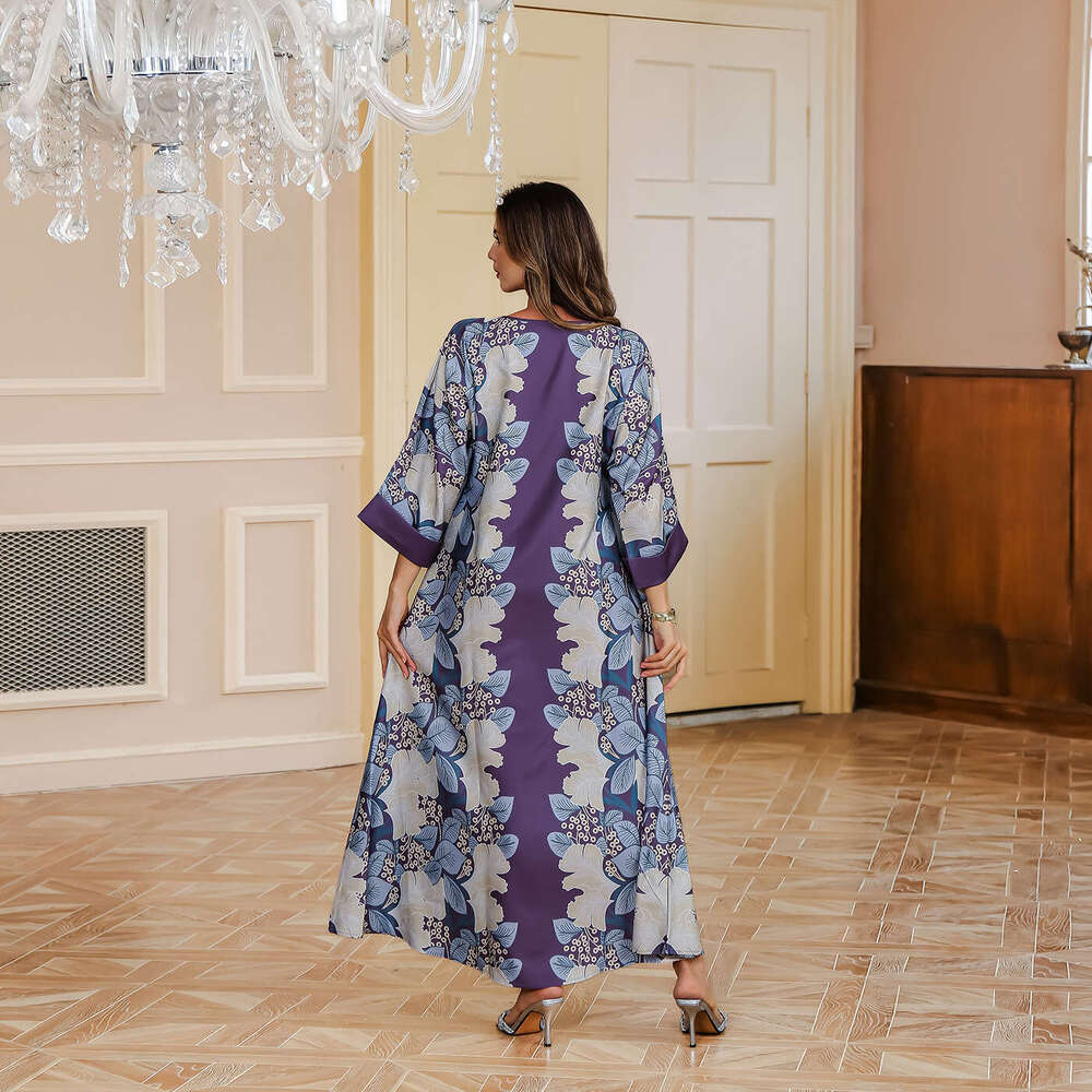 223 Dubai Long Muslim Robe Women's Printed Dress