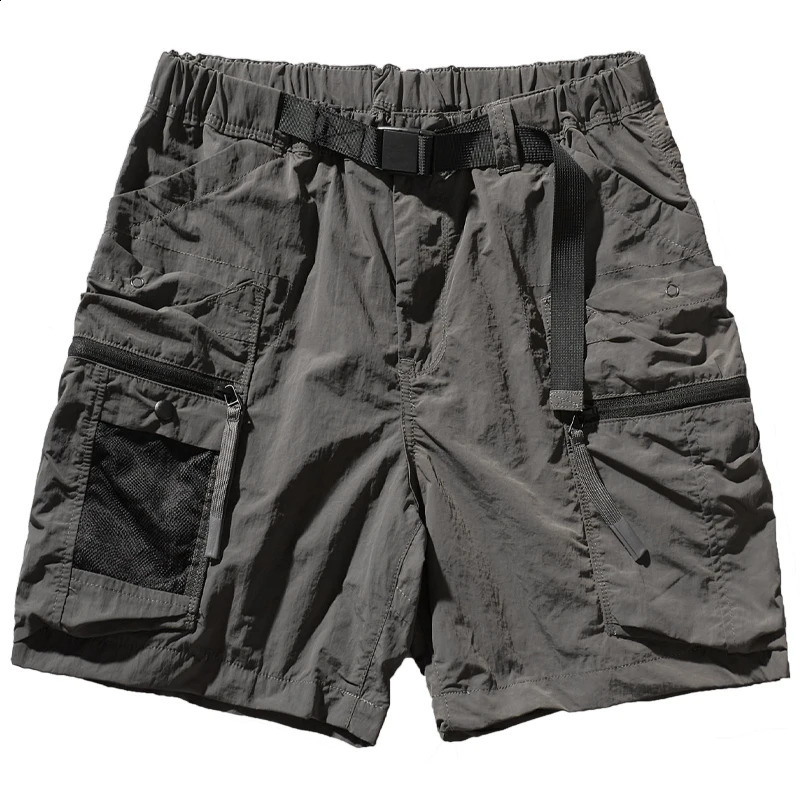 Summer American Retro Outdoor Quick Dry Inner Mesh Cargo Shorts Mens Washed Multipocket Casual Sport Fivepoint Pants 250319