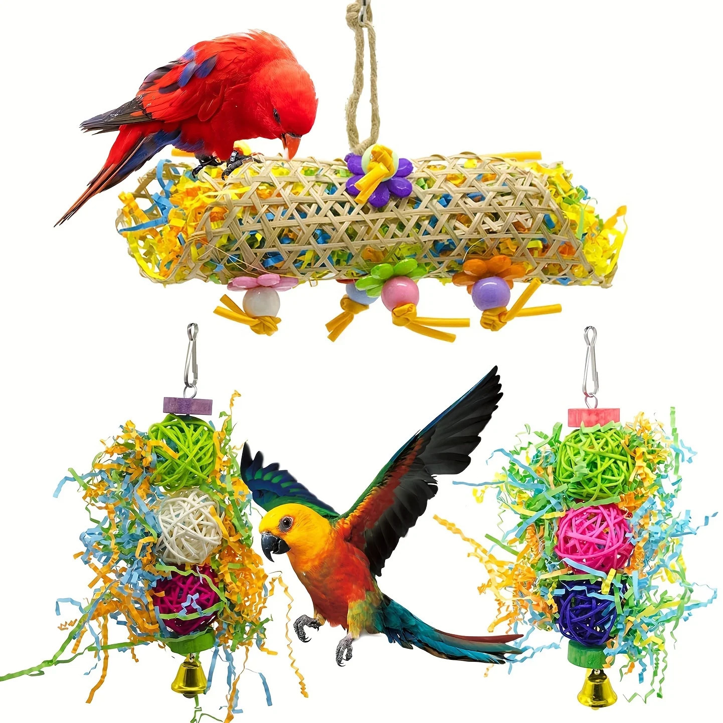 3 Parrot Foraging Toy Pack Participate in Interactive Game Experience Challenge Natural Behavior Bird Toys 250320