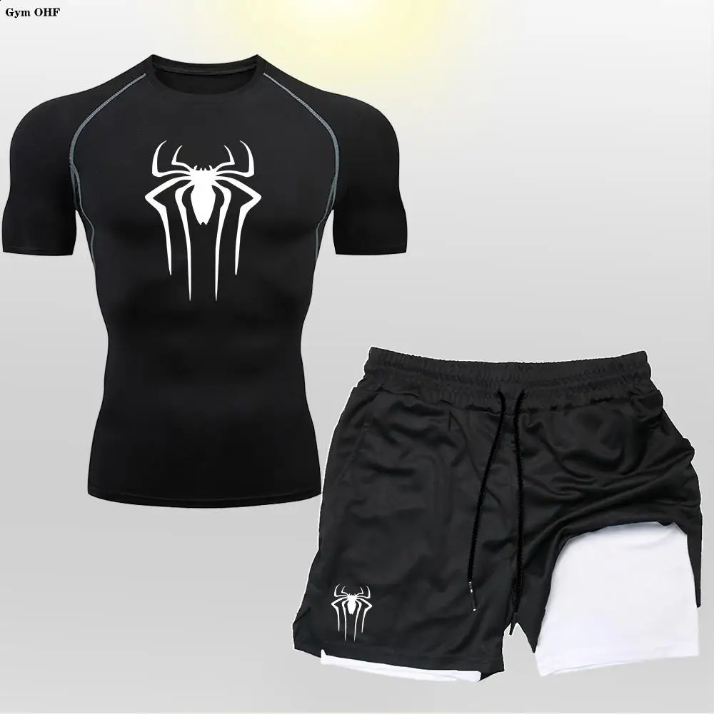 MMA Jiu Jitsu Bjj TshirtShorts Set Rashguard Mens Boxing Shirt Fitness Running Training Track and Field Clothes 250319