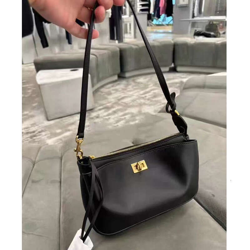 New Single Underarm Women's Genuine Leather Handheld Small Square Bag, Cross Shoulder Cowhide Stick Bag