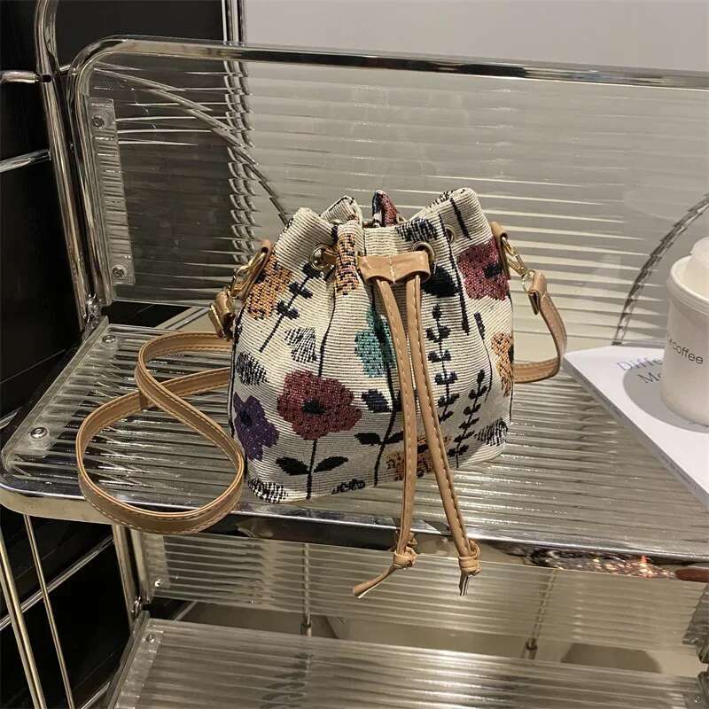 Fashion En Fabric Bucket Ral Ethnic Style Crossbody Women Shoulder Bag Designer Handbag Bolsos