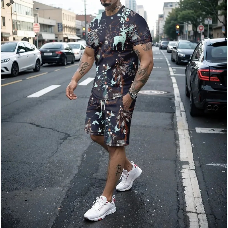 3D digital camouflage print 2024 summer casual ball uniform ultrathin fast drying sportswear loose round neck 250319