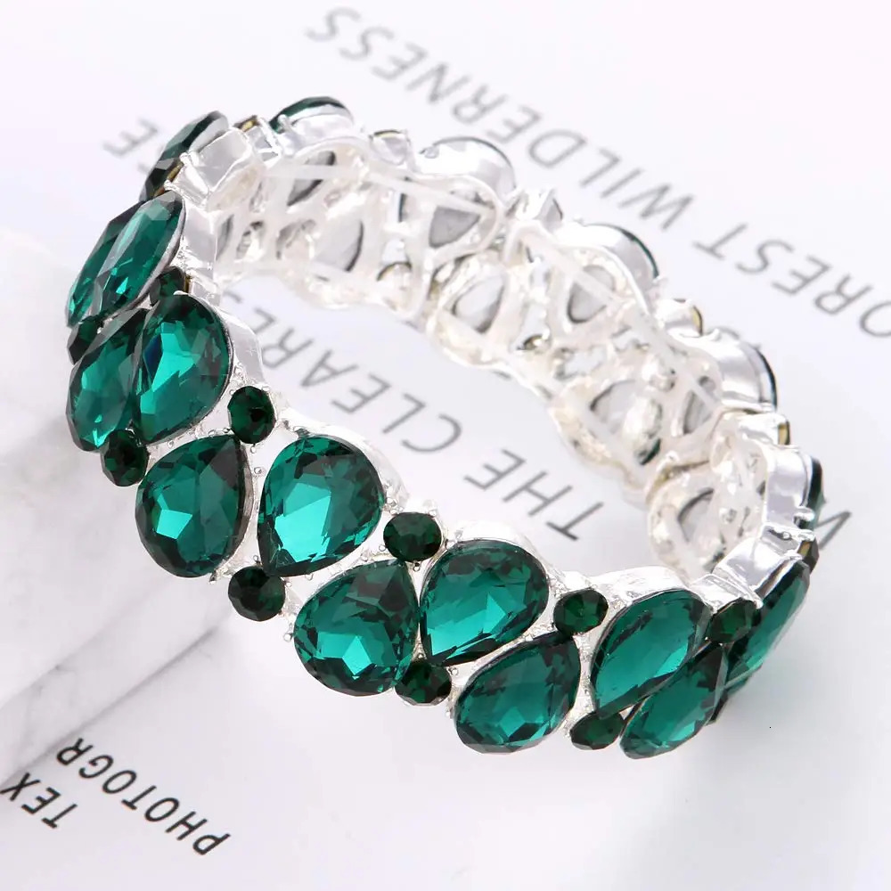 16 Colors Elegant Crystal Cuff Bangles Tear Drop Bracelet Women Stretch Bangle Indian Bridal Wedding Costume Jewelry Girl Gifts 250320