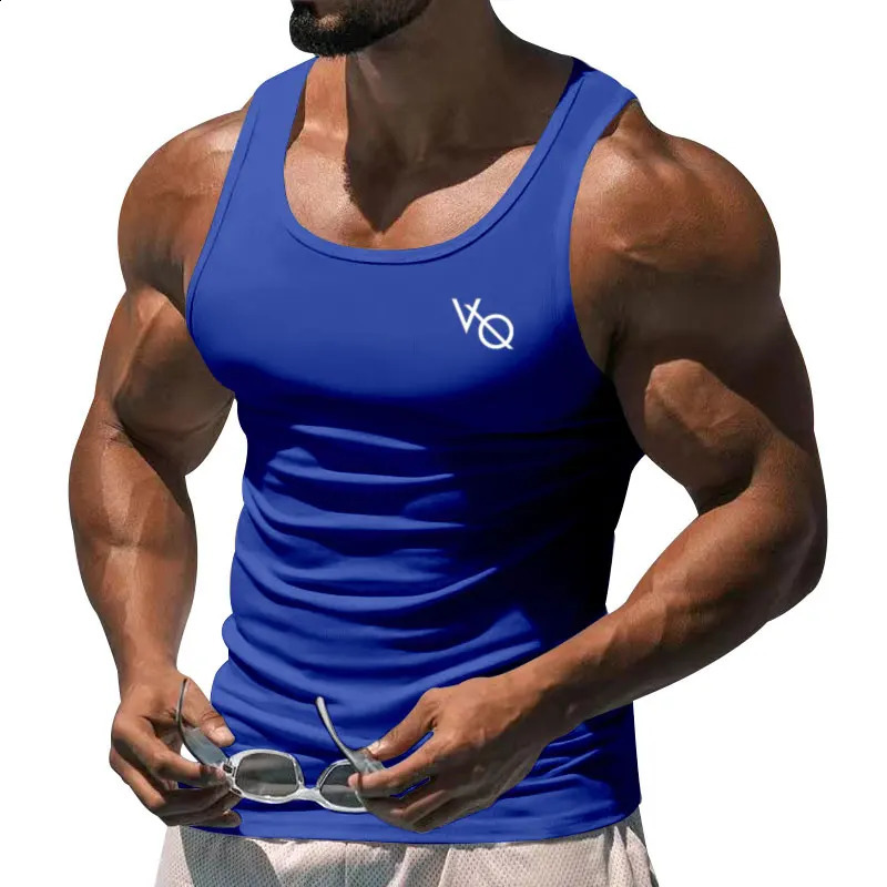 2024 Mens Tank Top Summer Gym Exercise Square Collar Sleeveless Tshirt Breathable And Comfortable Casual Sports Vest 250319