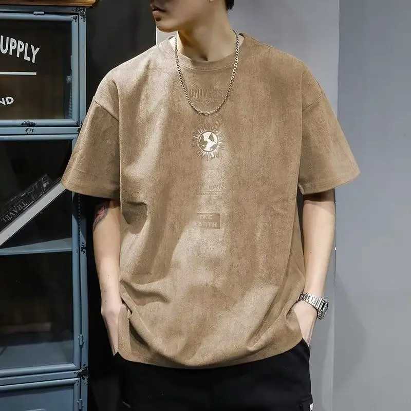 Retro European and American short sleeved round neck mens loose fashion trend 2023 summer new Hong Kong Breeze T-shirtT250319