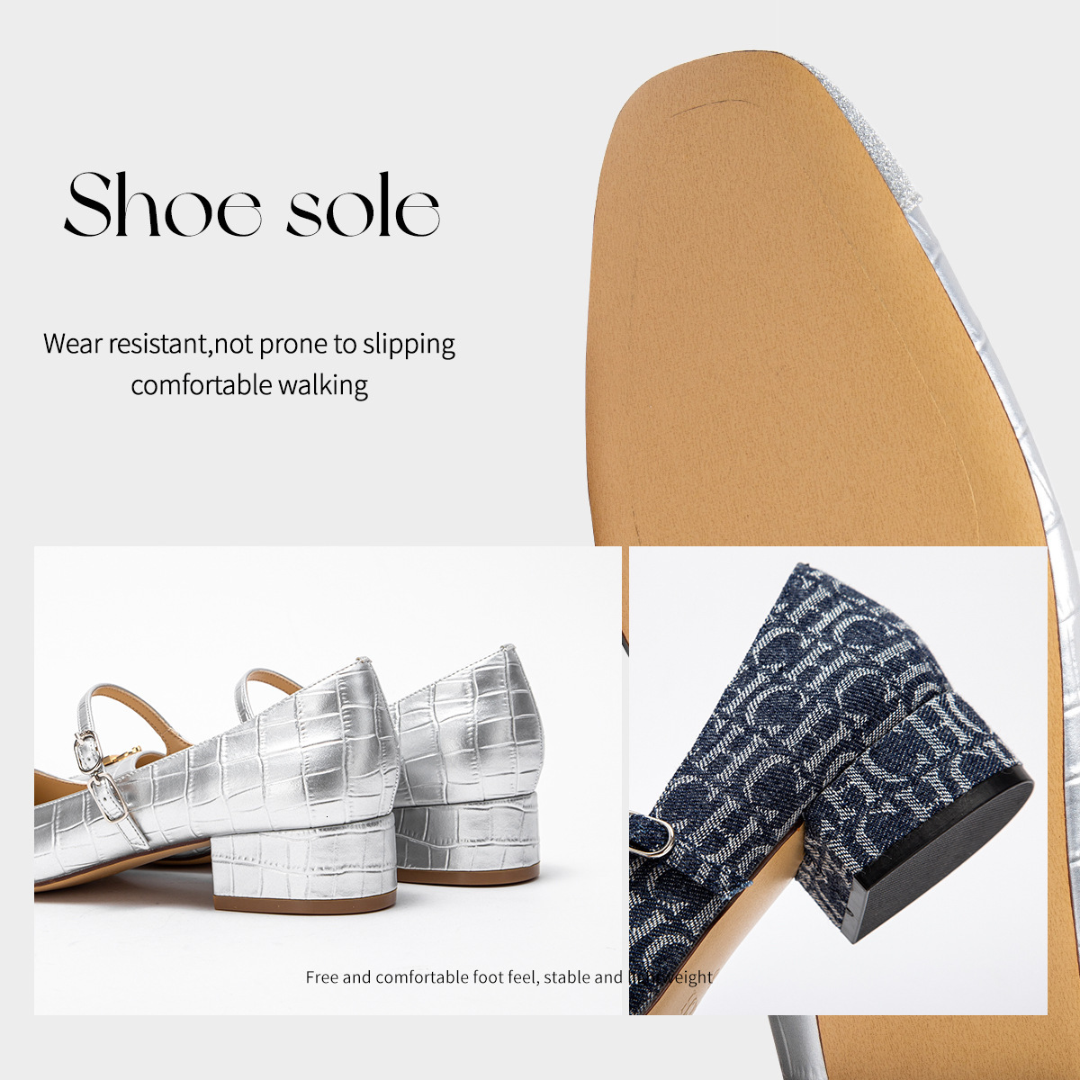 Designer CHCH French Coarse Heel Shallow Mouth With One Word Strap Mary Jane Shoes Small Fragrant Style Classic Splicing Women's Single Shoe